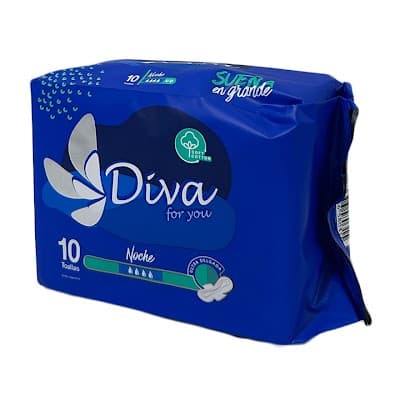 TOALLAS SANITARIAS NOCHE ULTRADELGADA CON ALAS DIVA 10UND