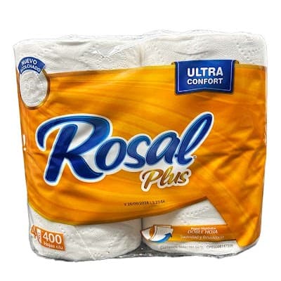 PAPEL HIGIENICO ROSAL PLUS 400HOJAS 4ROLLOS