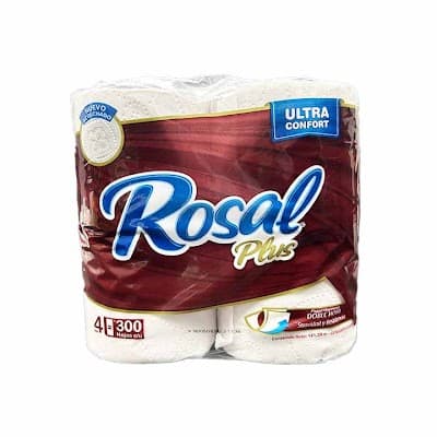 PAPEL HIGIENICO ROSAL PLUS 300 HOJAS 4ROLLOS
