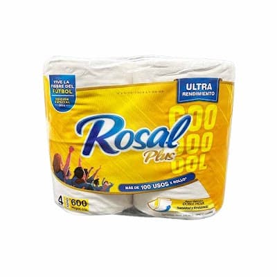 PAPEL HIGIENICO ROSAL PLUS 600HOJAS 4ROLLOS